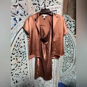 Rachel Zoe Chocolate Satin Ensemble